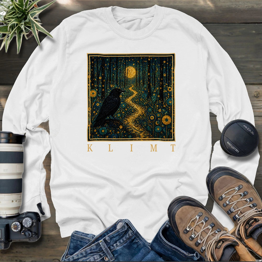 Klimt Crow On Golden Road Long Sleeve T-shirt