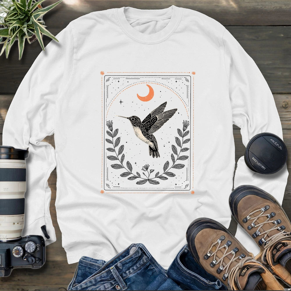 Moon Card Hummingbird Long Sleeve T-shirt