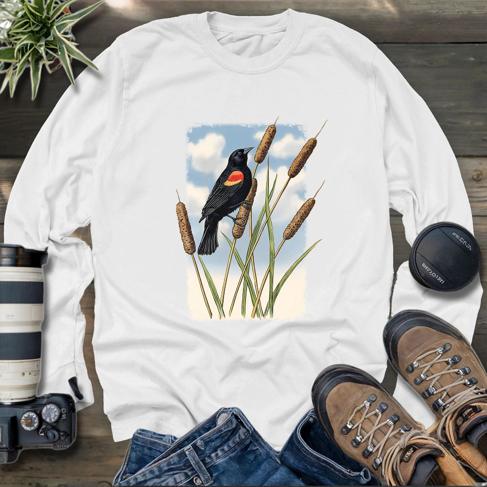 Morning On Cattail Field Long Sleeve T-shirt