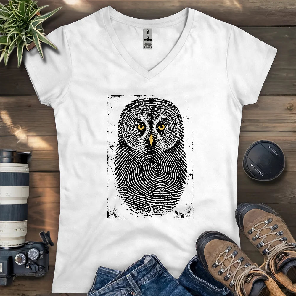 Owl Face Print Lady V-neck