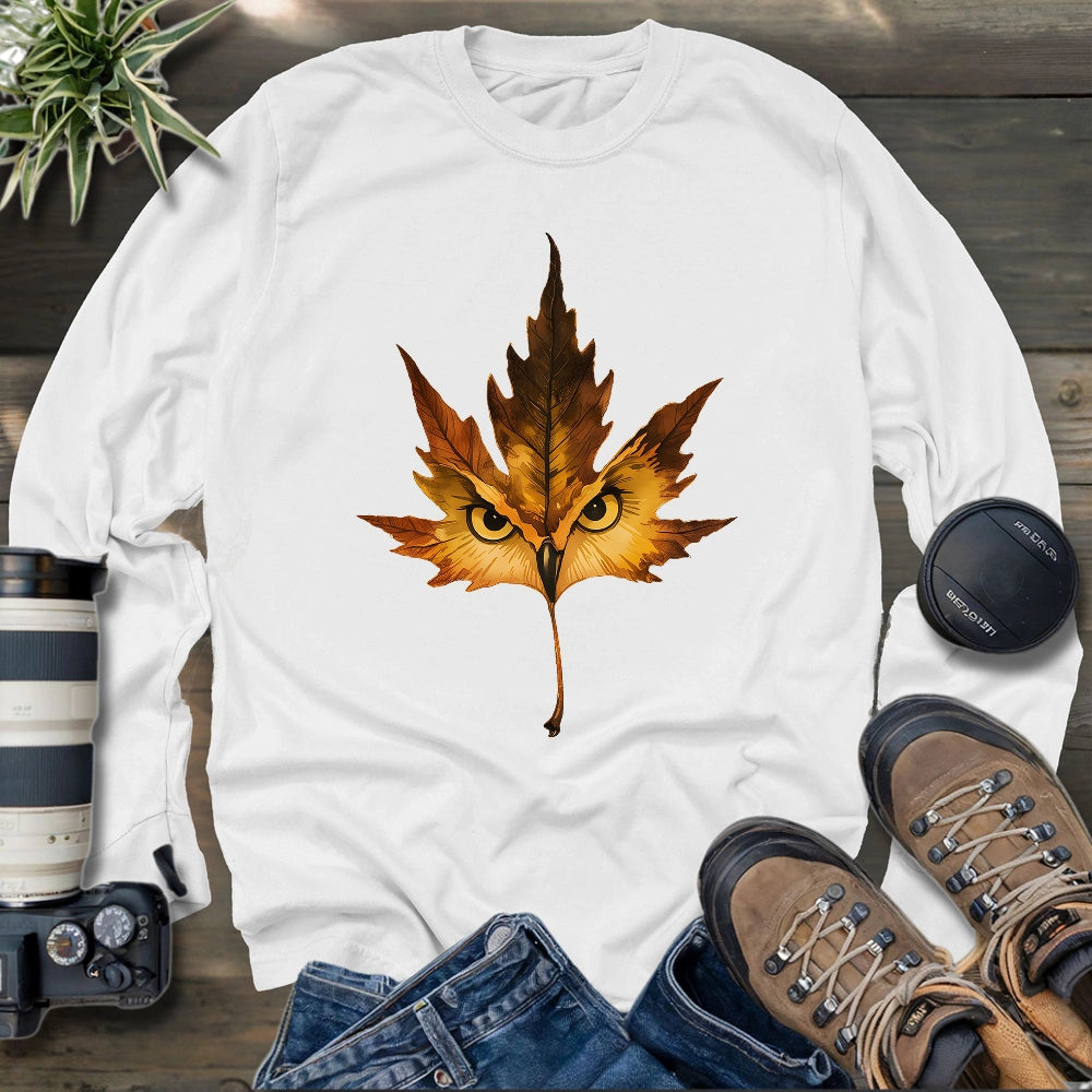 Owl Mapple Leaf Long Sleeve T-shirt