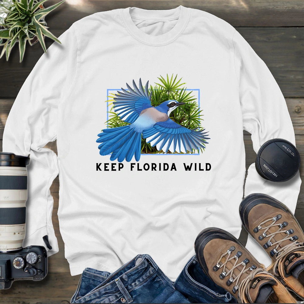 Protect Florida Scrub Jay Long Sleeve T-shirt