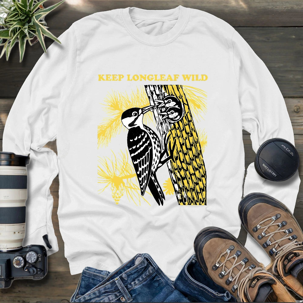 Protect Red-cocked Woodpecker Long Sleeve T-shirt