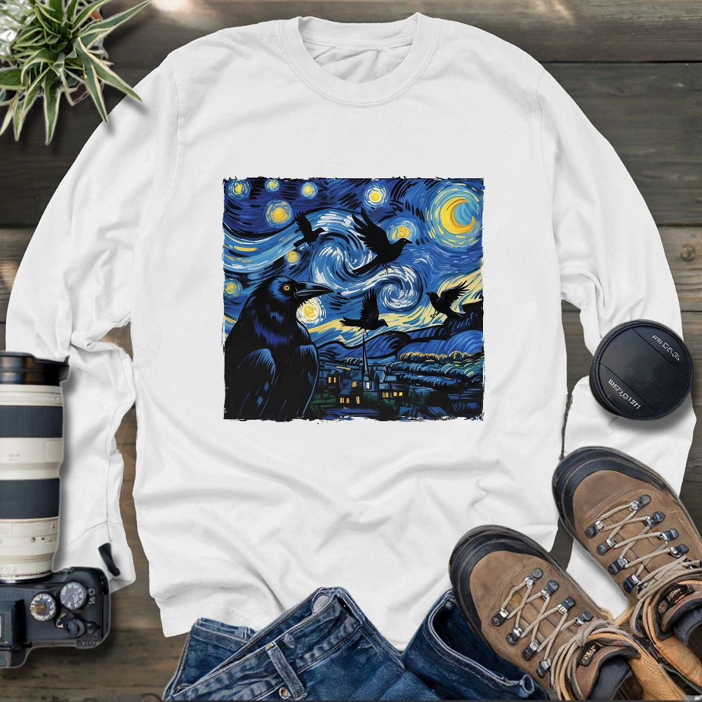 Raven Starry Night Long Sleeve T-shirt