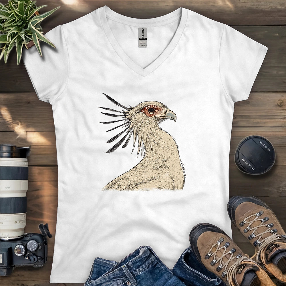 Secretary Bird Sketch Lady V-neck