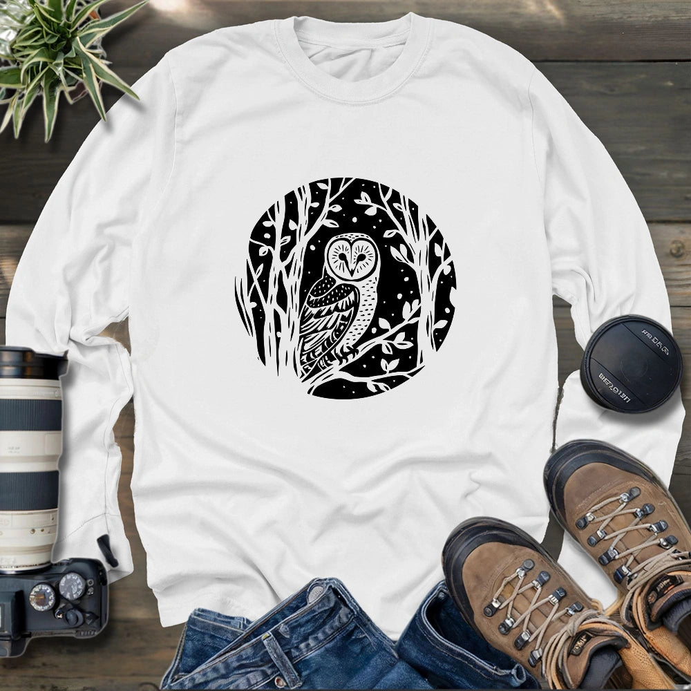 Simple Winter Barn Owl Long Sleeve T-shirt