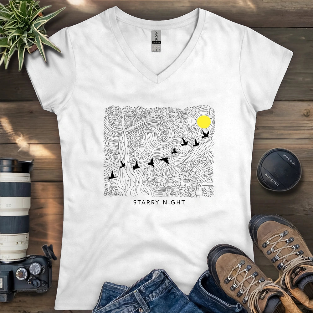 Starry Night Migration Lady V-neck