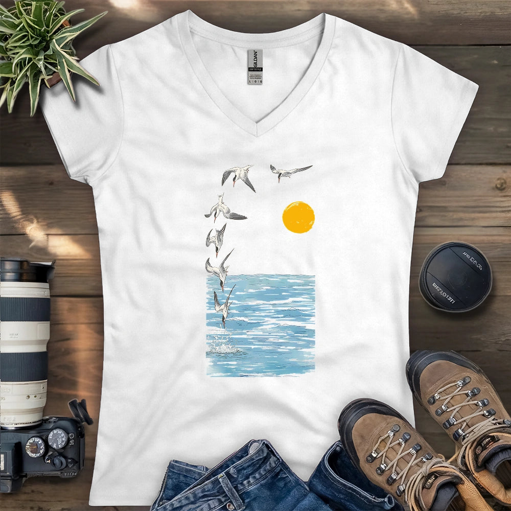 Tern Diving Lady V-neck