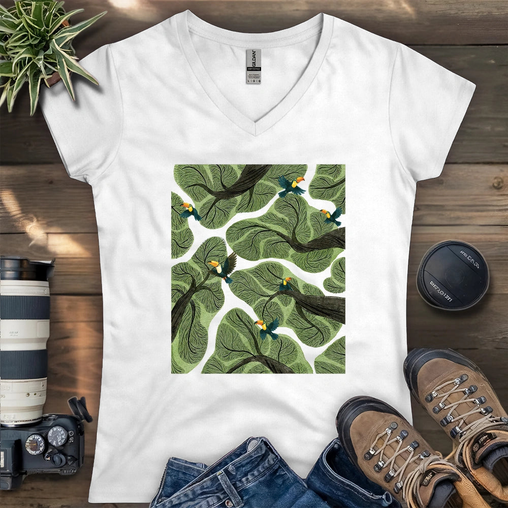 Toucan In Jungle Lady V-neck