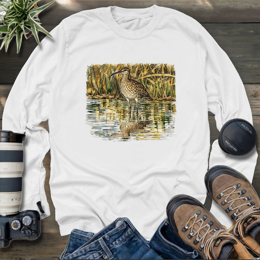 Whimbrel Shadow On Water Long Sleeve T-shirt
