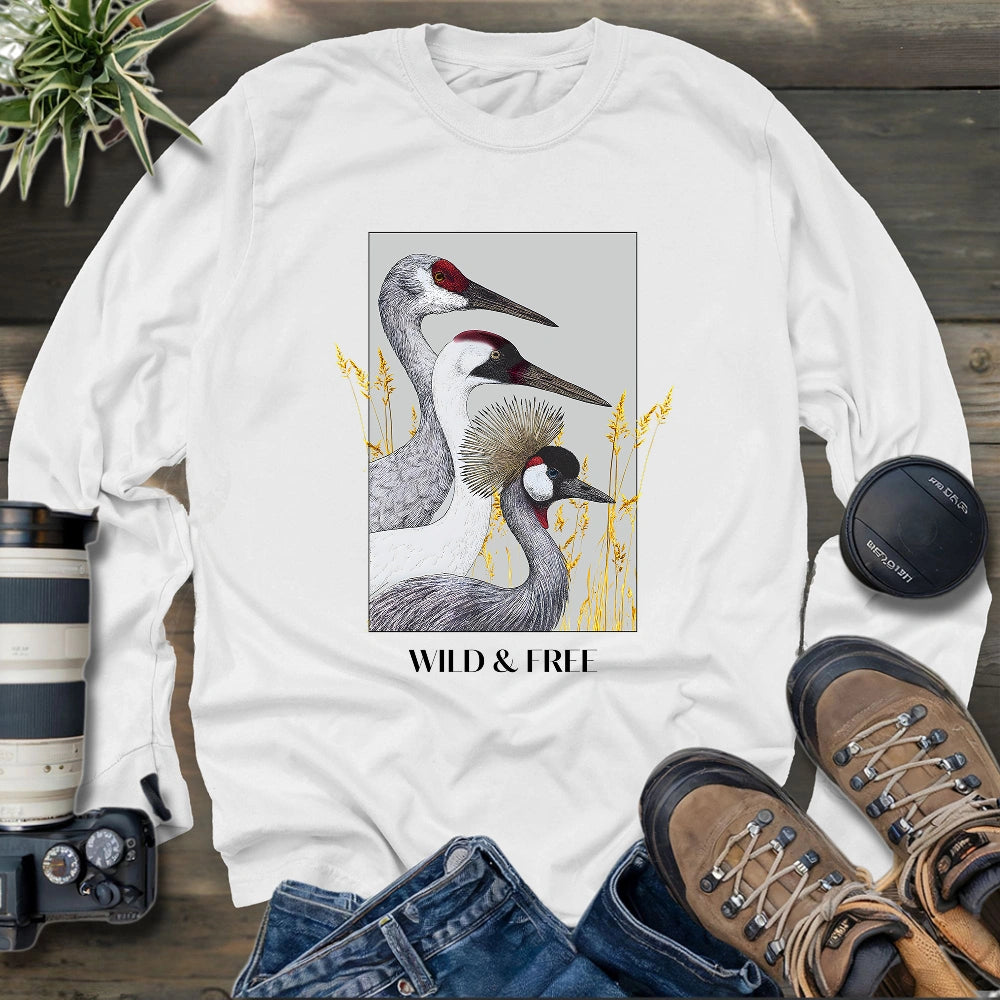 Wild Cranes Must Be Protected Long Sleeve T-shirt