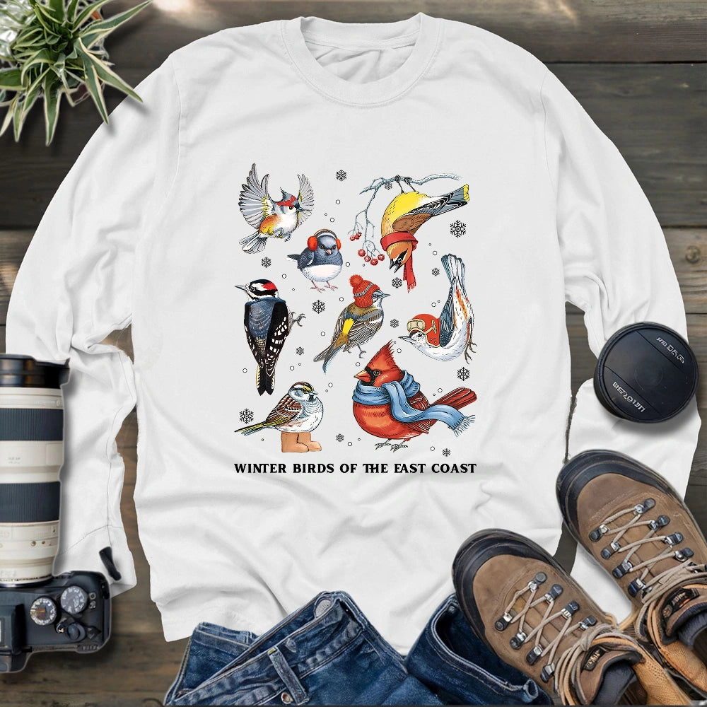 Winter Birds Of East Coast Long Sleeve T-shirt