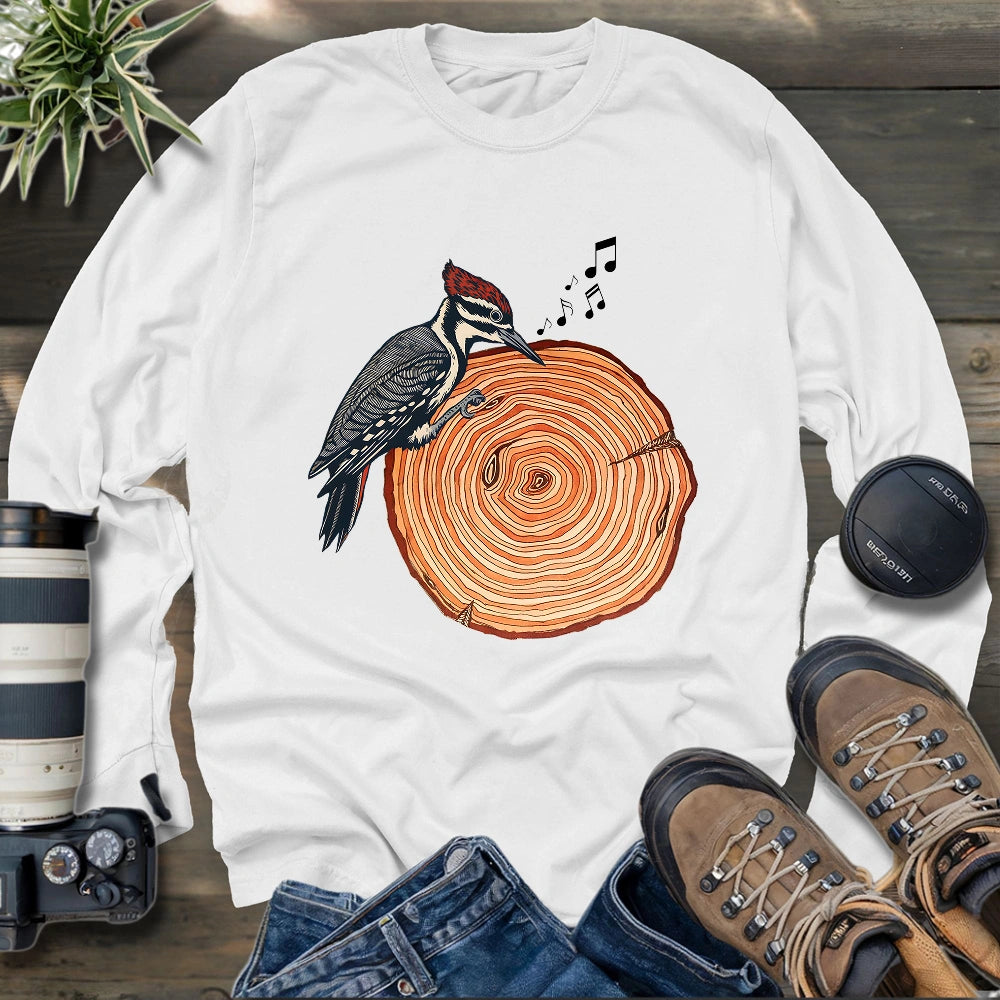 Woodpecker Playing Vinyl Long Sleeve T-shirt