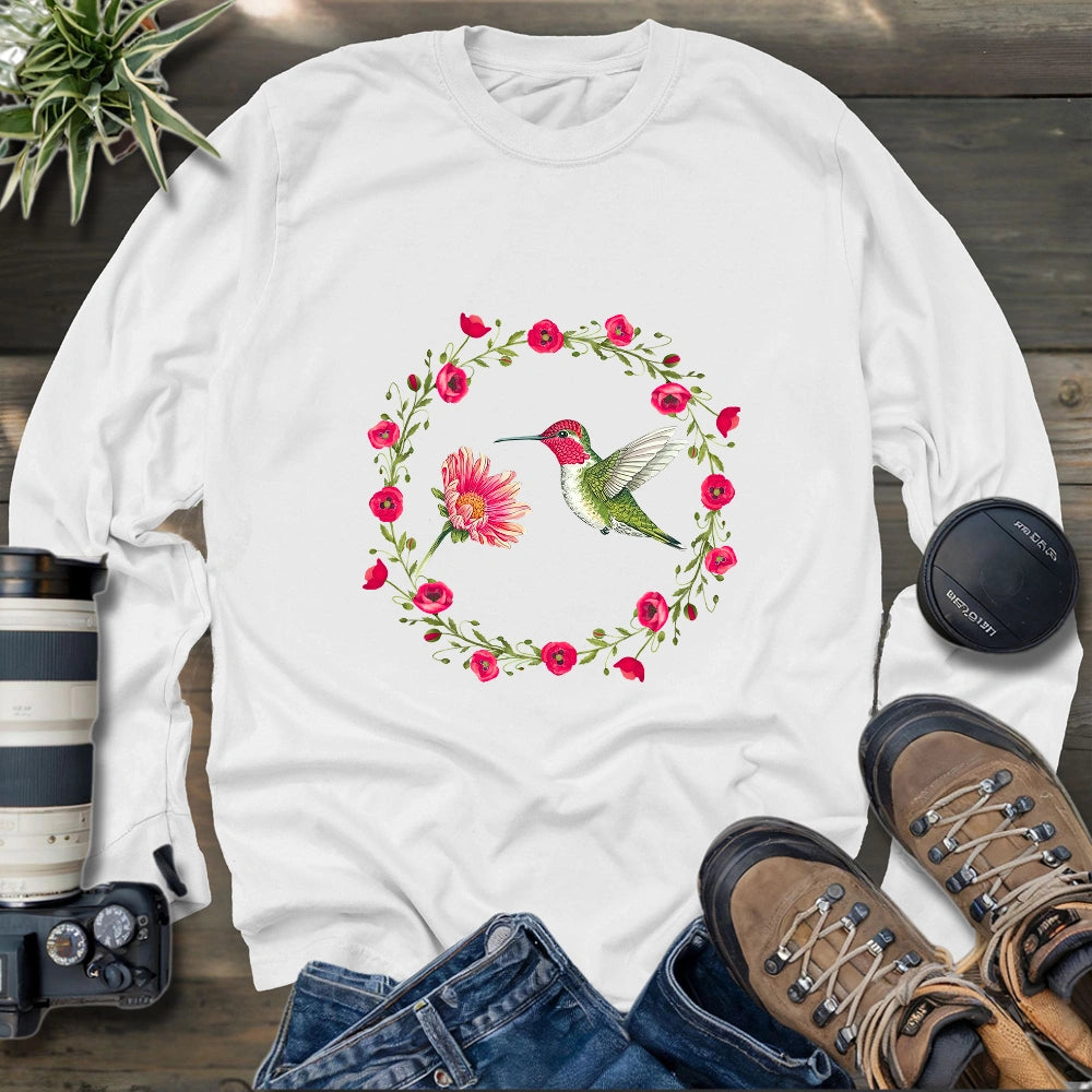 Anna Hummingbird Of California Long Sleeve T-shirt