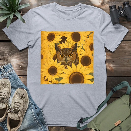 Owl In Sunflower Field T-shirt