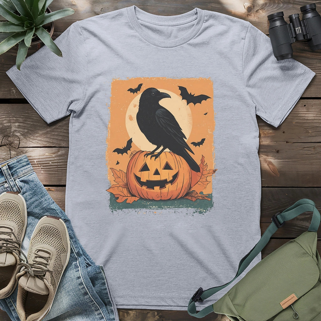Moonlit Crow & Pumpkin T-shirt