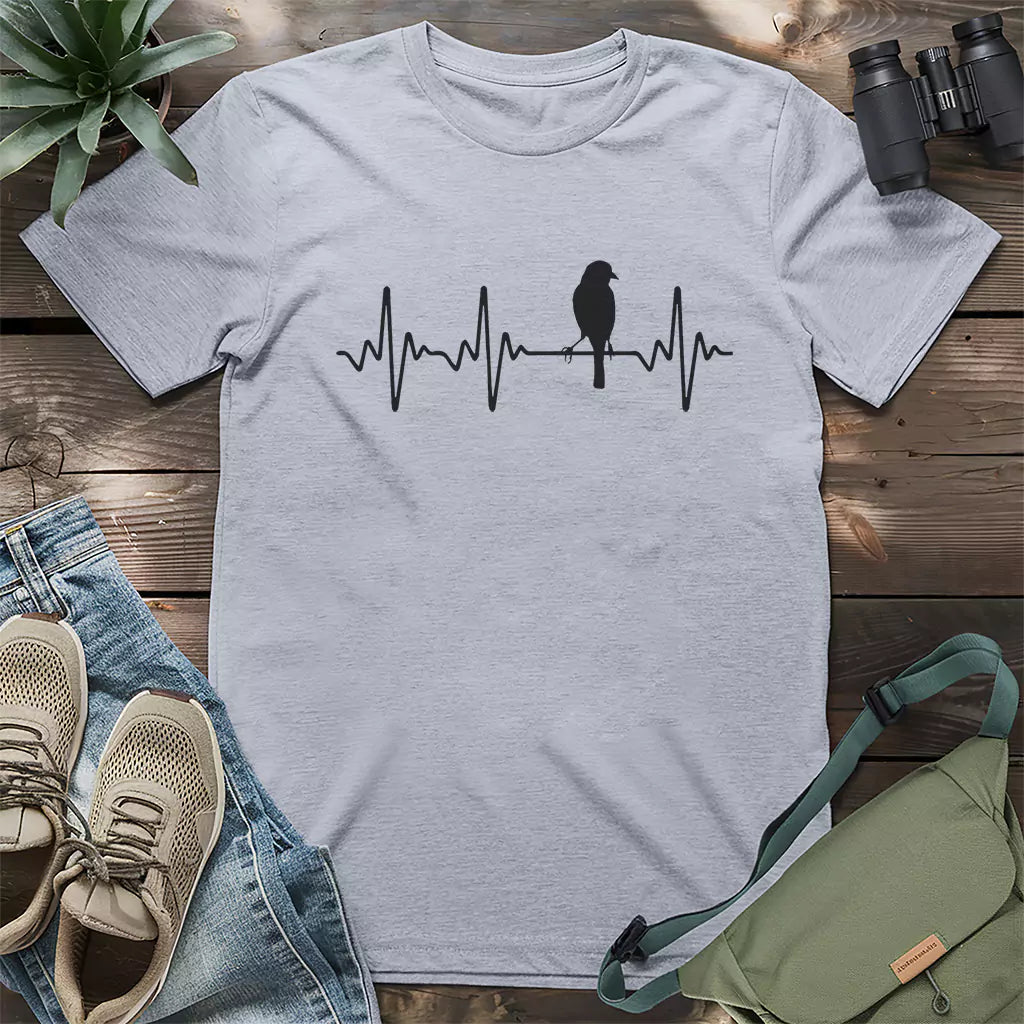 Beautiful classic bird heartbeat shirt.