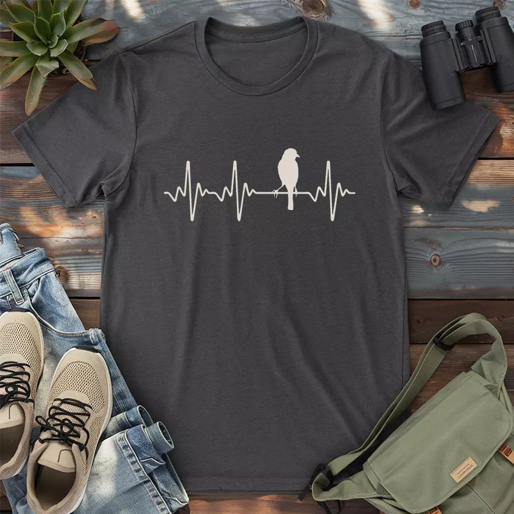 Beautiful classic bird heartbeat shirt.
