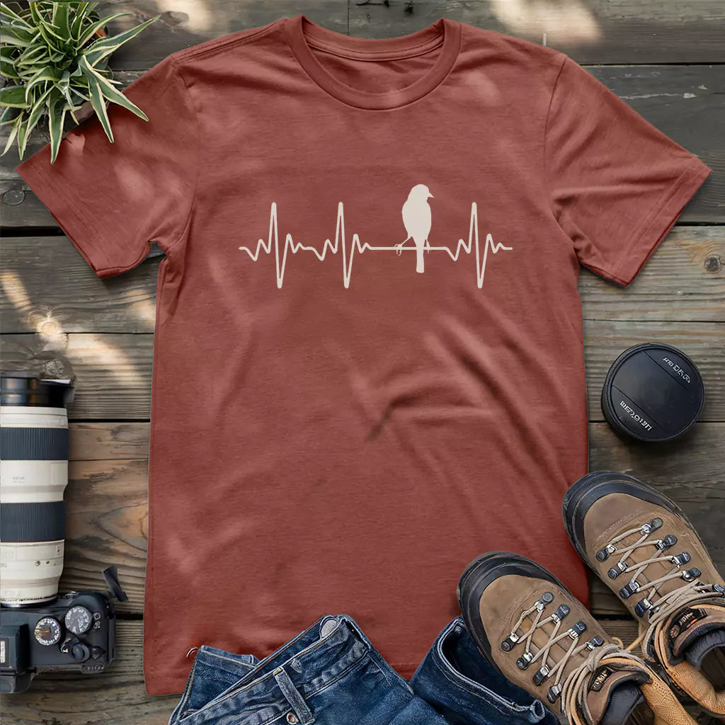 Beautiful classic bird heartbeat shirt.