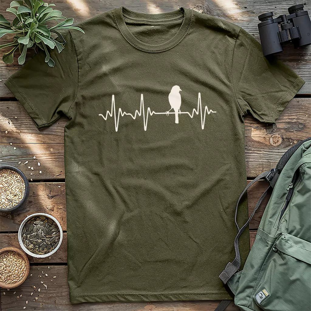 Beautiful classic bird heartbeat shirt.