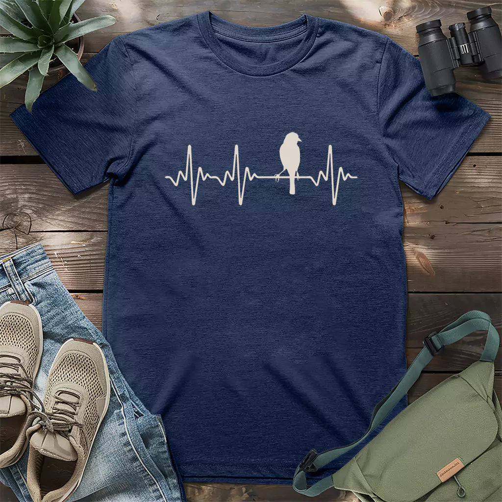 Beautiful classic bird heartbeat shirt.