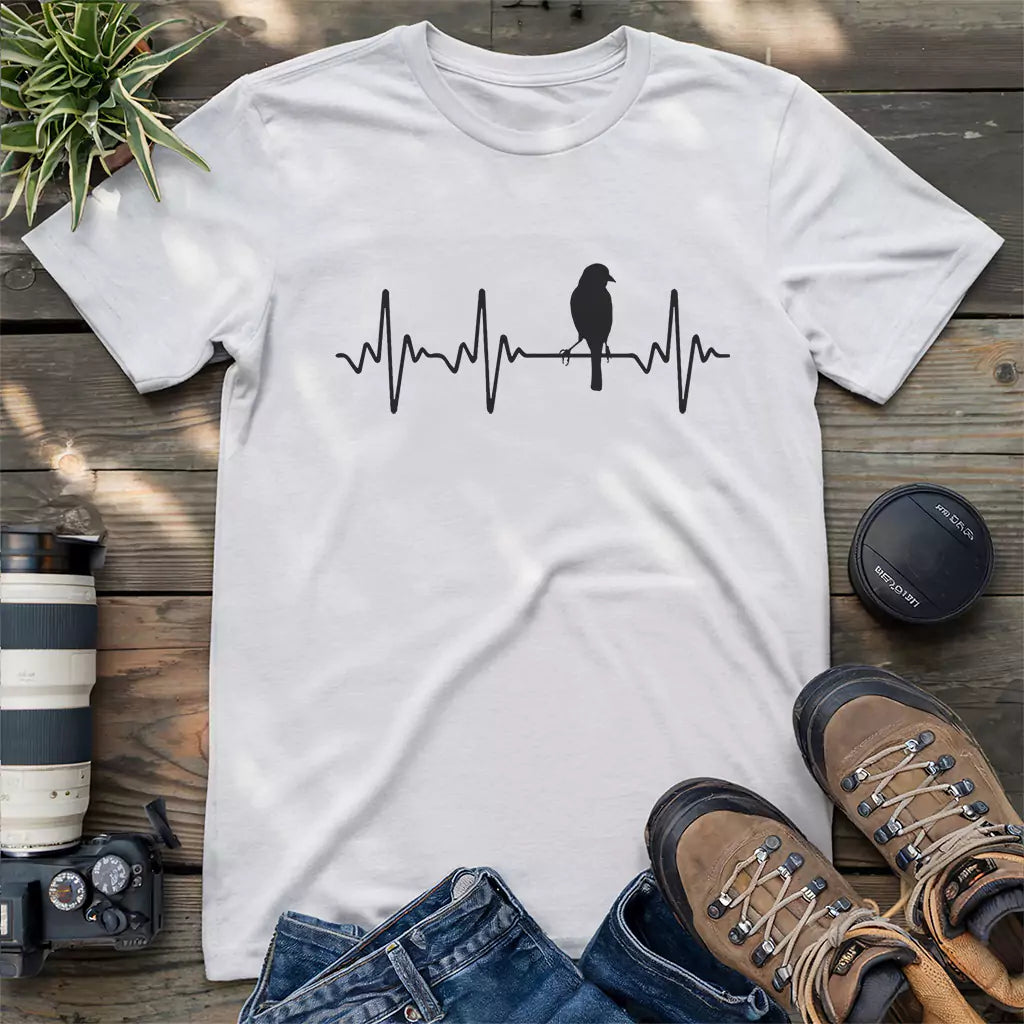 Beautiful classic bird heartbeat shirt.