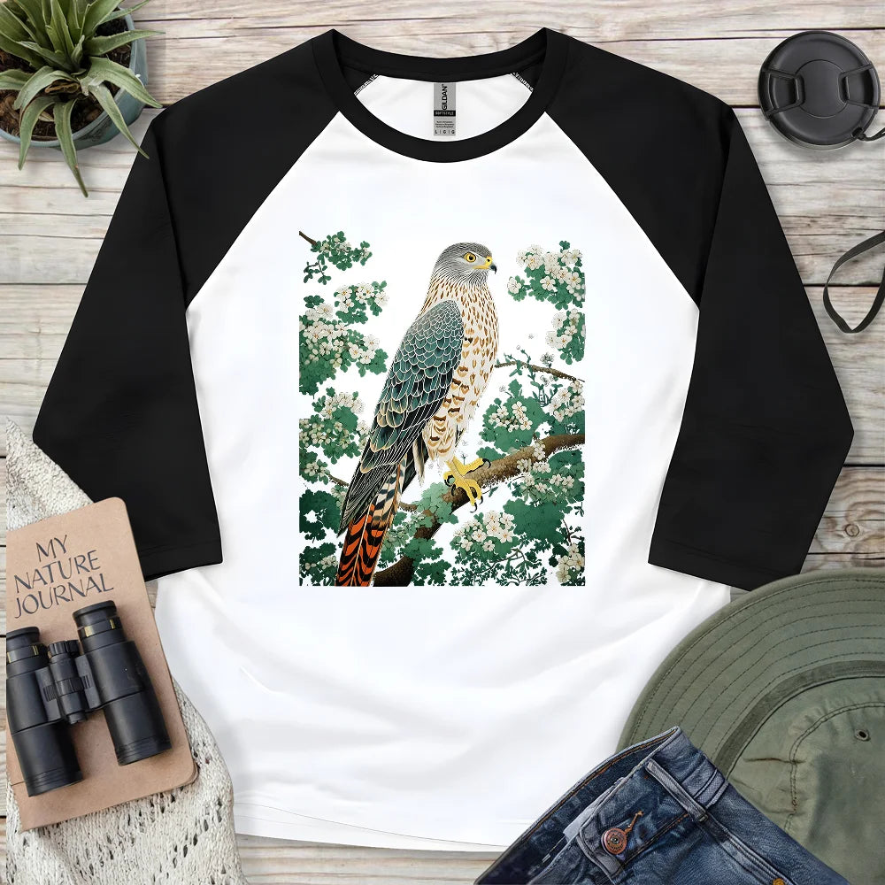 Hawk in Bloom 3/4 Sleeve T-shirt