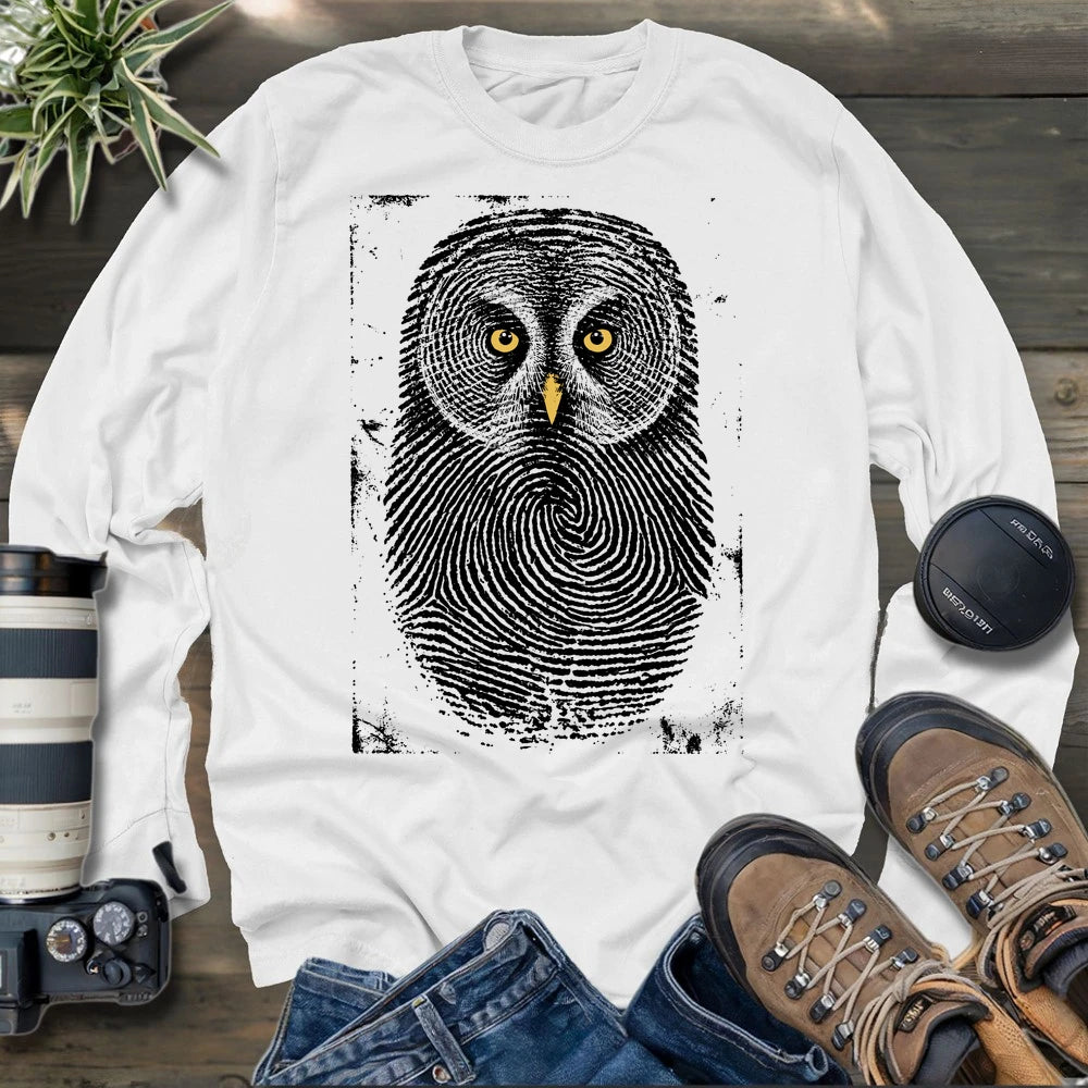 Owl Face Print Long Sleeve T-shirt