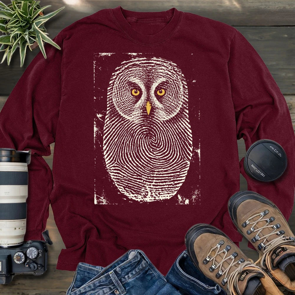 Owl Face Print Long Sleeve T-shirt