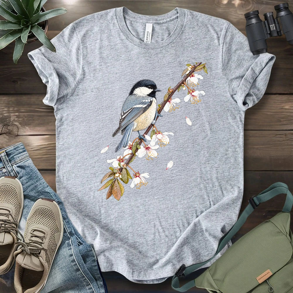 Chickadee On A Blossom Branch T-shirt