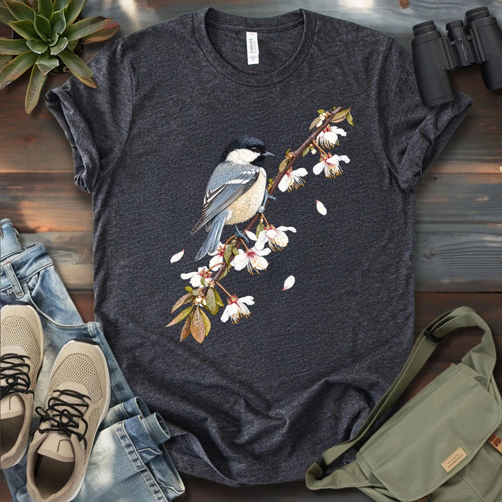 Chickadee On A Blossom Branch T-shirt