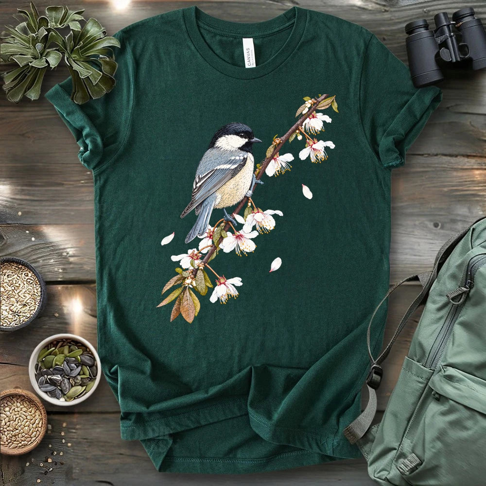 Chickadee On A Blossom Branch T-shirt