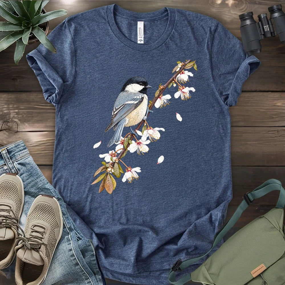 Chickadee On A Blossom Branch T-shirt
