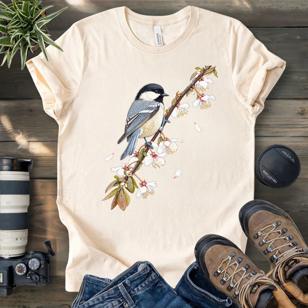 Chickadee On A Blossom Branch T-shirt