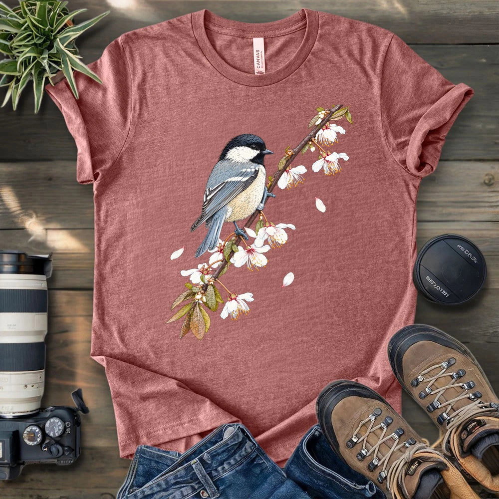 Chickadee On A Blossom Branch T-shirt
