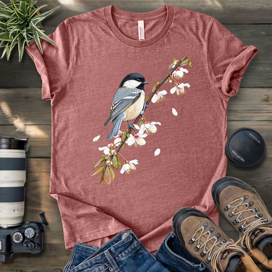 Chickadee On A Blossom Branch T-shirt