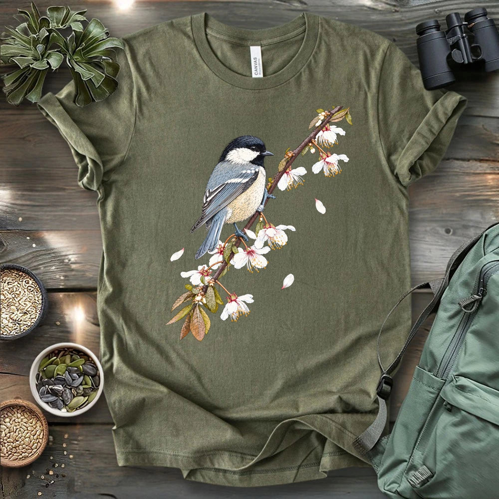 Chickadee On A Blossom Branch T-shirt