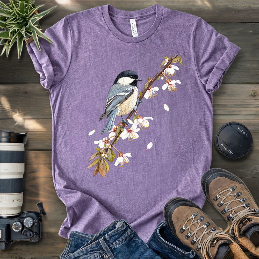 Chickadee On A Blossom Branch T-shirt