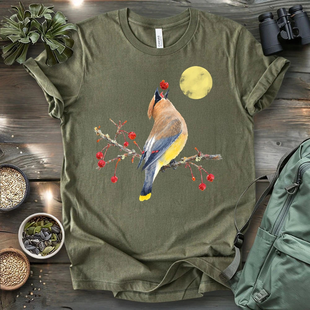 Cedar Waxing With Red Berries T-shirt