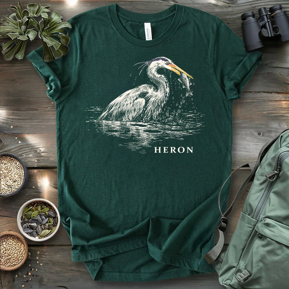 Great Blue Heron In Hunt T-shirt