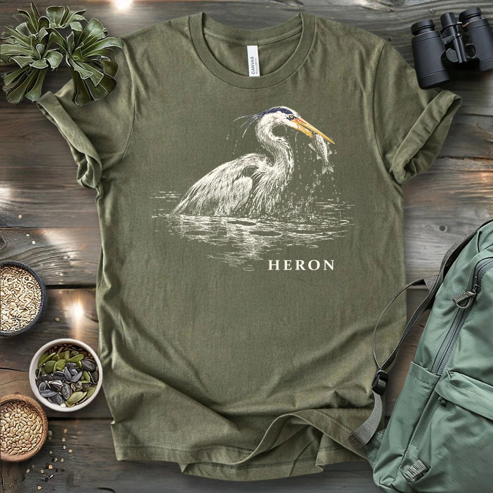 Great Blue Heron In Hunt T-shirt