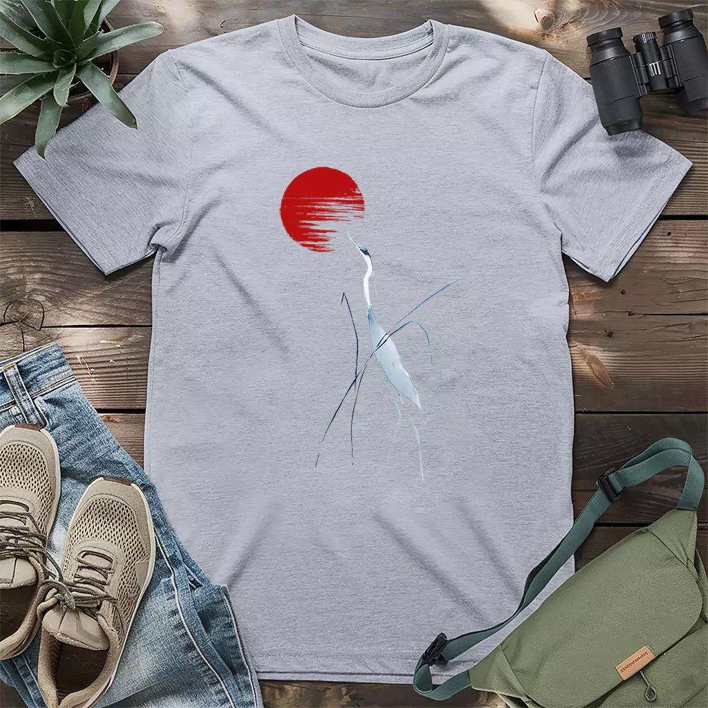 Beautiful Japanese crane of the dawn shirt.