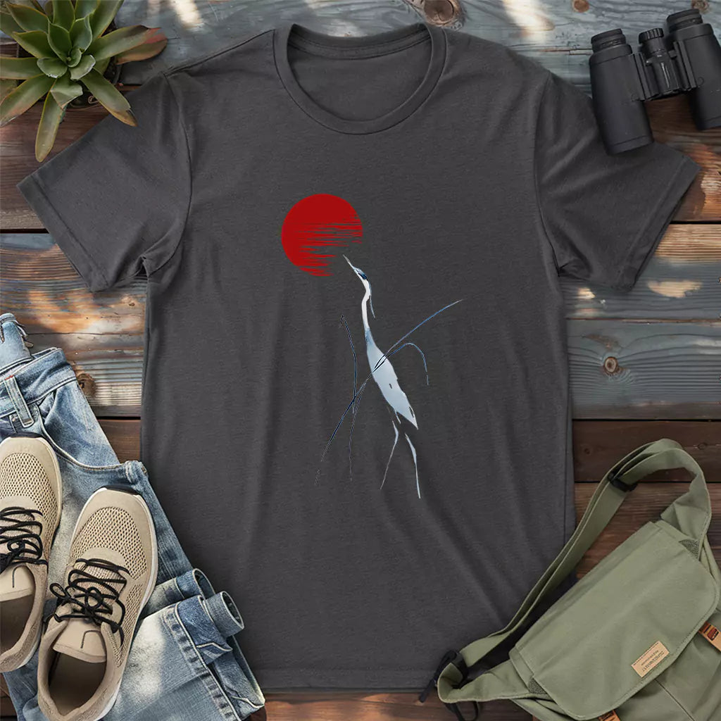 Beautiful Japanese crane of the dawn shirt.
