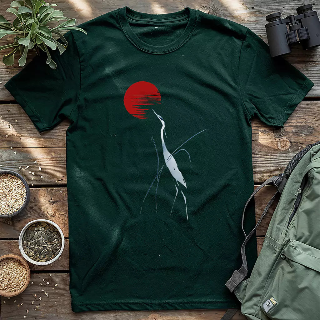 Beautiful Japanese crane of the dawn shirt.
