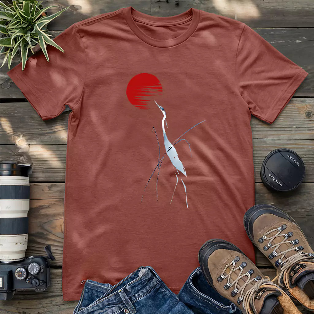 Beautiful Japanese crane of the dawn shirt.