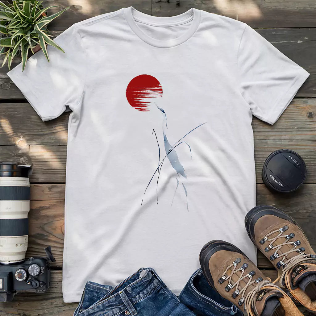 Beautiful Japanese crane of the dawn shirt.