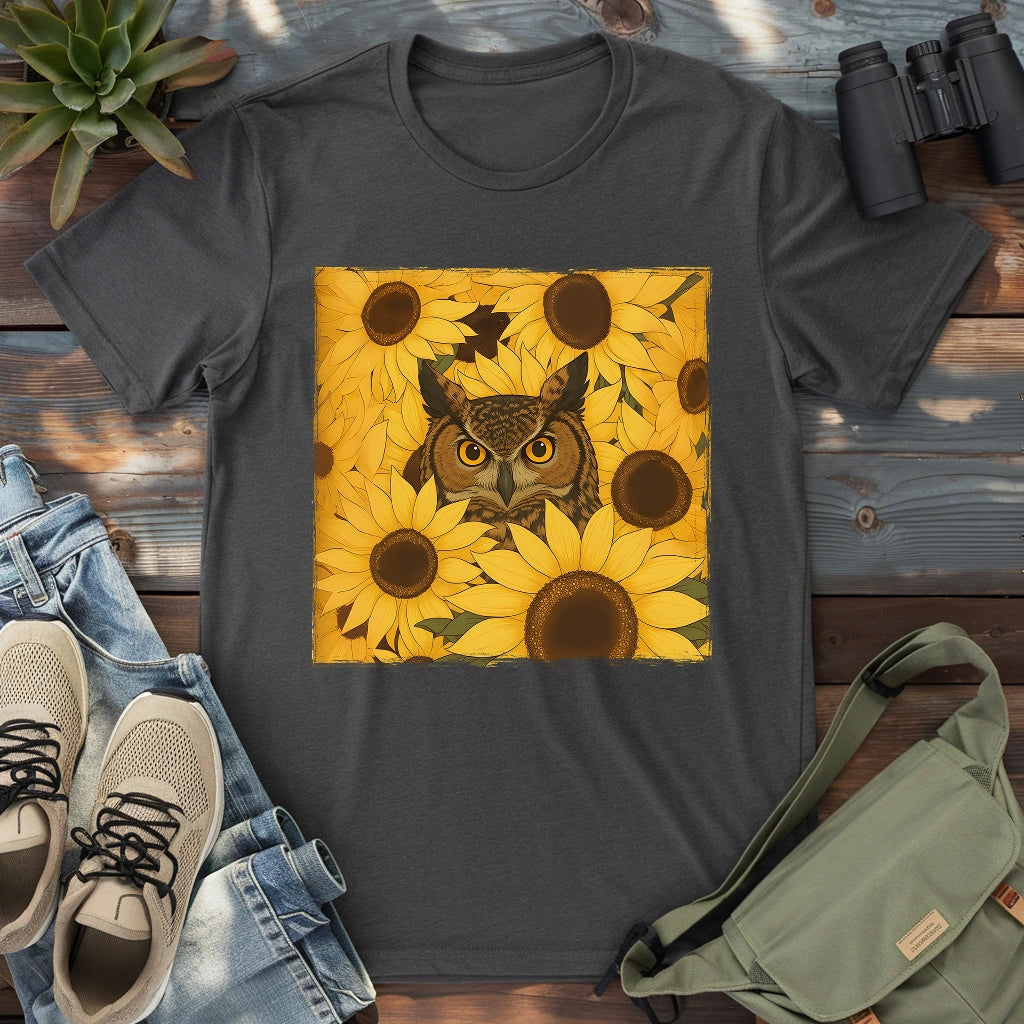 Owl In Sunflower Field T-shirt