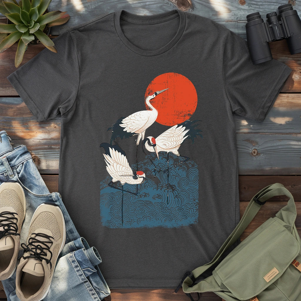 Crimson Sun Cranes T-shirt