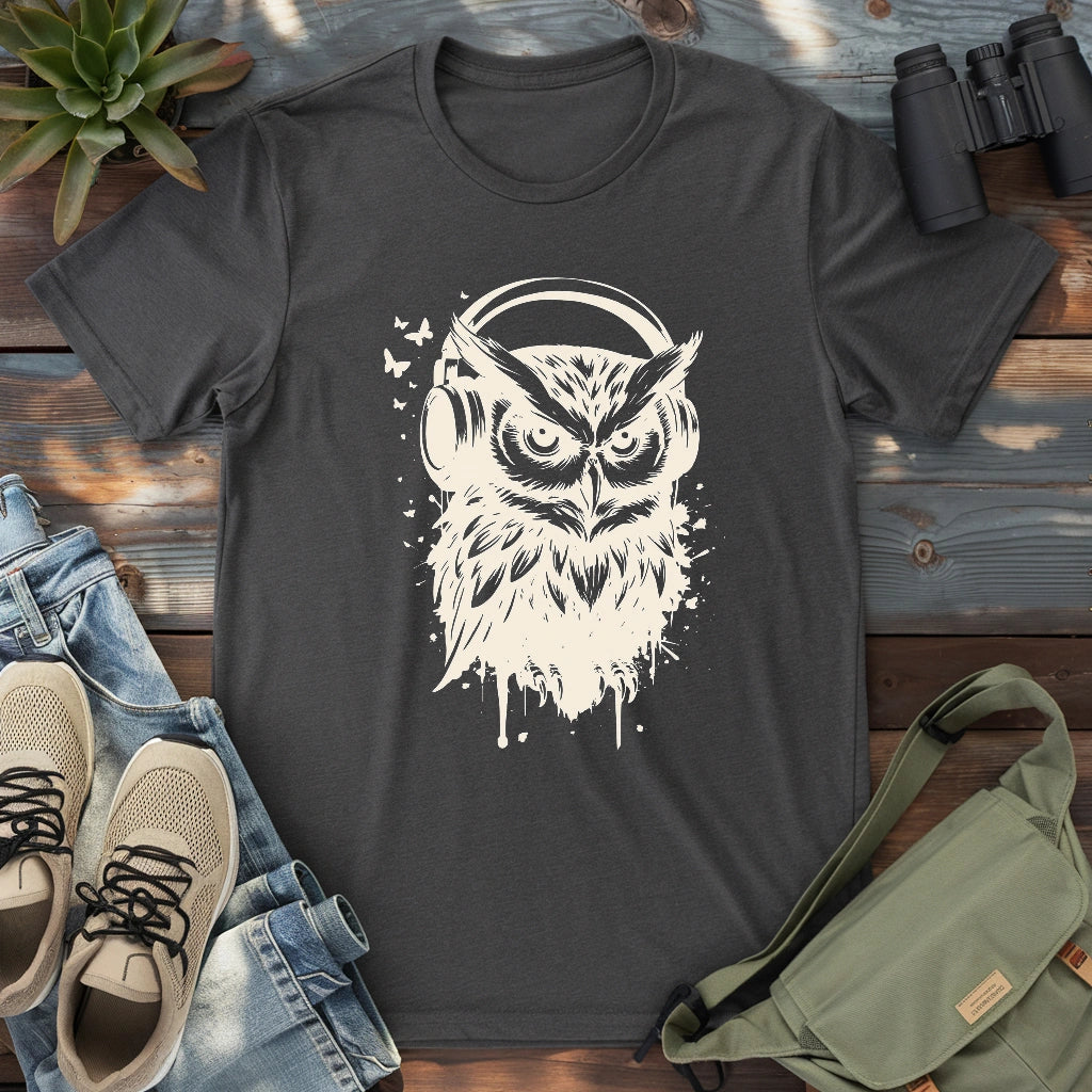 Owl Listening To Music T-shirt