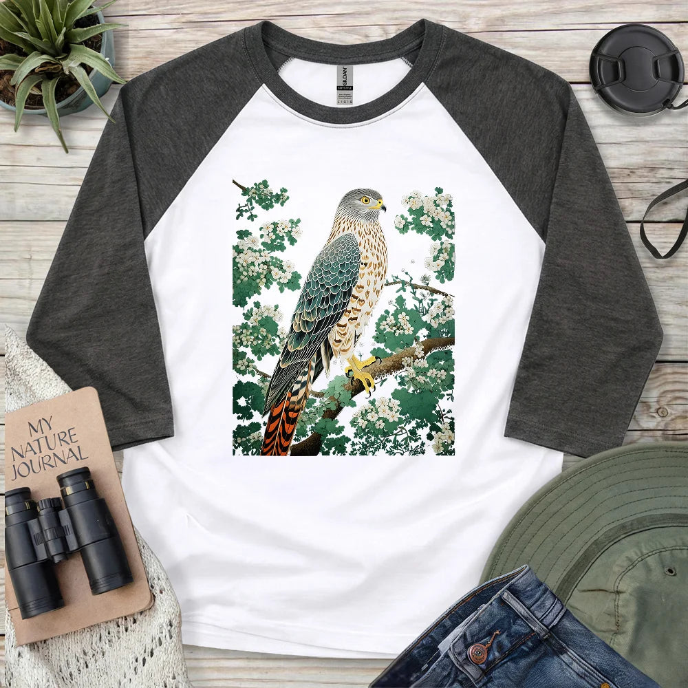 Hawk in Bloom 3/4 Sleeve T-shirt